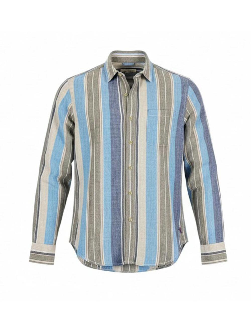 Tommy Bahama XL Shirt Linen Sand Sage Blue Striped LS Button Down Resort Luxe🏝️